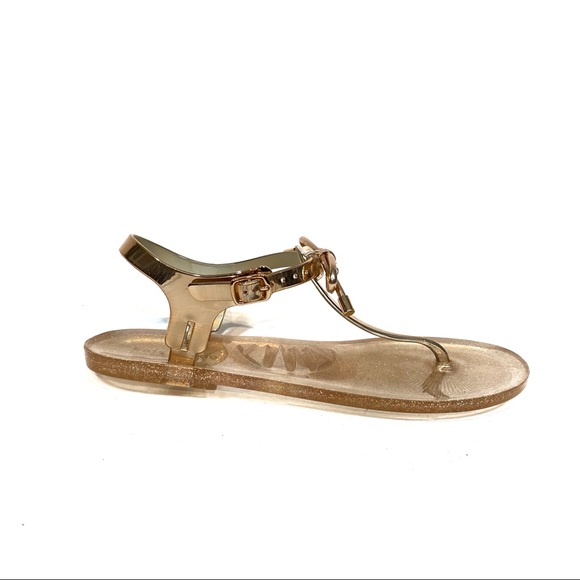 gold glitter jelly shoes